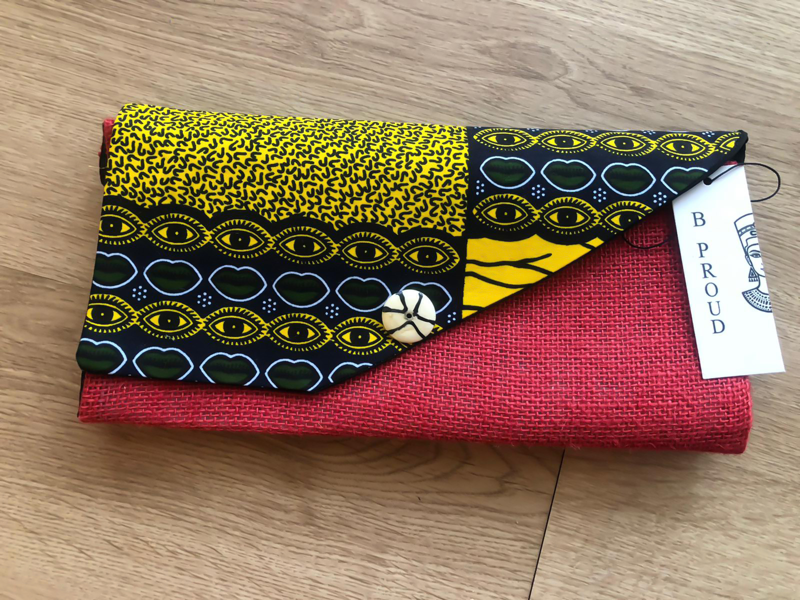 Raspberry red clutch bag + earrings B Proud Design